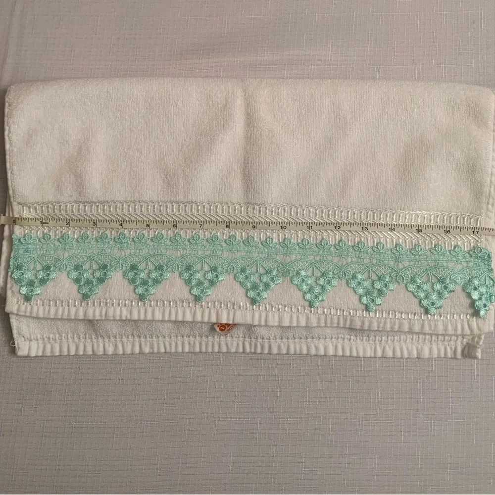 Hand Towel Mint Green Grape Lace Trim